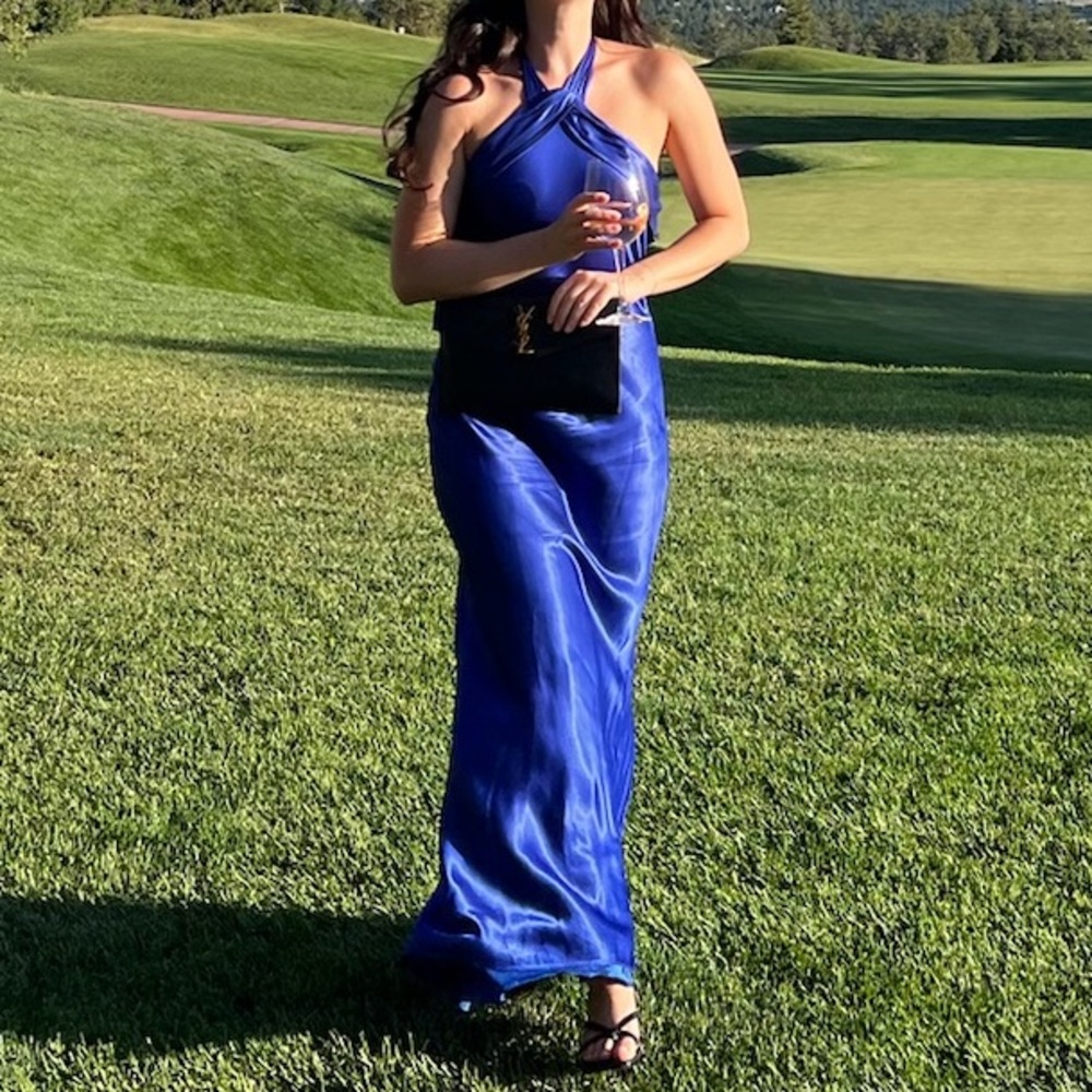 Vintage Blue Satin Gown